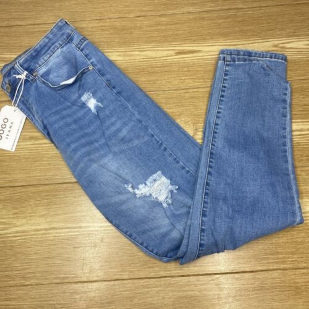 Womens Gogo Jean Skinny Jeans High Rise Distressed Denim Pants Size 14 - Picture 2 of 16